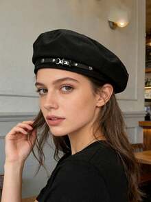 1pc Women's Casual Polyester Beret Hat, Versatile For Daily Outdoor Use - Multicolor - View 4