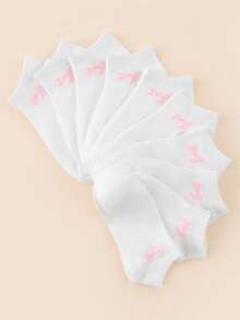 10 Pairs Women's Solid Color Ankle Socks - Multicolor - View 2