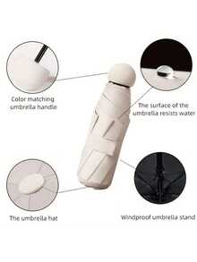 Mini Folding Umbrella, Waterproof & Windproof With UV Protection, Lightweight With Storage Bag. For Sun & Rain, Travel, Outdoor Use, Nice Gift For Wom - Multicolor - View 7