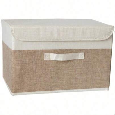 1 hộp đựng CD bằng vải lanh có thể giặt và gấp gọn, thùng lưu trữ có thể thu gọn có nắp, giỏ đựng đồ chơi, giỏ đựng đồ giặt (Kích thước thực tế: 26x19x16cm là hộp màu kaki ở góc trên bên phải của Hình 2, 37x24x24cm là hộp màu kaki ở giữa bên trái của Hình 2, có sự khác biệt nhẹ về màu sắc giữa sản phẩm thực tế và hình ảnh do lô sản xuất, hiện tượng bình thường không ảnh hưởng đến việc sử dụng)