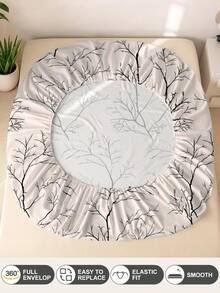 1pc Leaf And Plant Print Fitted Sheet, Soft Comfortable Breathable, Wrinkle Resistant, Improve Sleep Quality, Machine Washable, Suitable For Double Bed, Full Size Bed, Queen Bed, King Bed, Perfect For Dorm And Guest Room Use (Pillowcase Not Included) - Multicolor - View 9