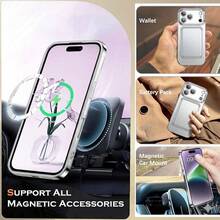1pc Hadaasi Silver Color Phone Case Compatible With Apple 17 Pro Max 17e, Glitter Transparent Magnetic Phone Case With Camera Lens Protector [Compatible With MagSafe], Shiny Electroplated Soft TPU Ultra-Thin Shock-Proof Protective Cover, Women Version - Purple - Silver - View 6