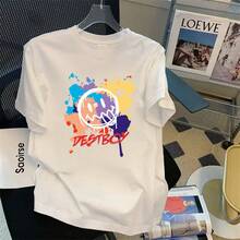 Special: Men's Short Sleeve Summer T-Shirt, Round Neck, Loose Fit, Modern Print, Fashionable Student Sports T-Shirt. - 軍綠色 - 查看 1