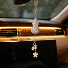 Sparkling Full Diamond Gourd Shaped Rearview Mirror Hanging Ornament, Car Interior Decor, Fashionable Car Accessory, Suitable As Gift - Gourd Pendant - View 5