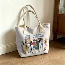 Miniso Túi tote vải canvas màu trắng đựng toàn bộ đội Mũ Rơm trong One Piece, thích hợp sử dụng hàng ngày. - trắng - Xem 6