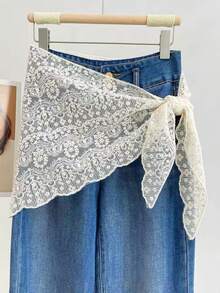 1pc Women's New Lace Layered Triangle Waist Skirt Scarf Hip Cover Apron Skirt - Multicolor - View 11