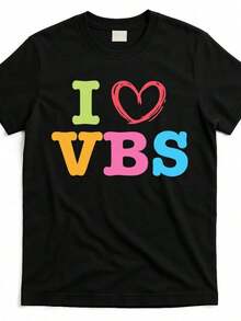 I Love Vacations I Love Bible School Crew Bible Study T-Shirt Same Style For Men And Women Short Sleeve Summer T-Shirt - Women's T-Shirt. Elegant Blouses. Boho Chic. Soft, Breathable, And Comfortable Women's Top, Ideal For Spring, Summer, And Autumn, Perfect For Vacations, Travel, And Everyday Wear. - 黑色 - 查看 1