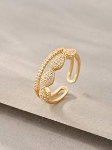 Gold Bangle Set, Versatile Textured White Gold Copper Inlaid With Zirconia, Suitable For Daily Wear, Gatherings, Dates, Parties, Gifts - Gold - View 3
