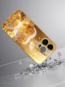 1件 DIY 定製姓名手機殼，金色亮片 Apple 奢華風印花圖案，高畫質電鍍金玻璃手機殼，適用於 iPhone 17/17Pro/17ProMax/17Air/16/16Pro/16ProMax/16Plus/15/15Plus/15Pro/15Promax/14/14Pro/14Promax/13/12/11/XRMax/8/7/6Plus 手機配件 - 金色 - 查看 4