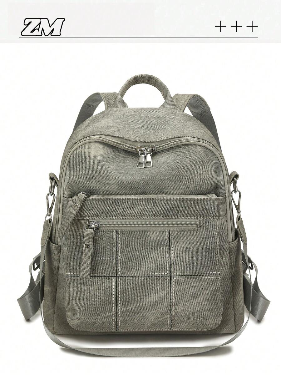 Ransel Wanita Modis dengan Warna Kontras, Tas Perjalanan Ringan Kasual Kapasitas Besar Serbaguna untuk Aktivitas Luar Ruangan, Tas Sekolah untuk Mahasiswa (Lihat Detail Warna)