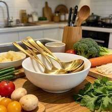 2/4pcs 304 Stainless Steel Gold Soup Ladle, Large Thickened Long Handle Deep Soup Spoon, Popular Rice Spoon For Home Use - Multicolor - View 8