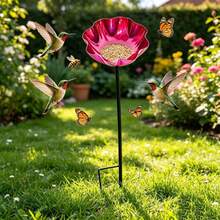Colorful Floral Bird Feeder - Decorative And Functional! Its Eye-Catching Floral Design Makes It Stand Out In The Garden Or Lawn, Serving As Both A Decorative Piece And A Convenient Bird Feeding Station. Waterproof And Durable, It Adds Vitality To Your Garden, Attracts Lovely Birds, And Creates An Outdoor Leisure Area - A Must-Have For Gardening Enthusiasts. - Flowers - View 7