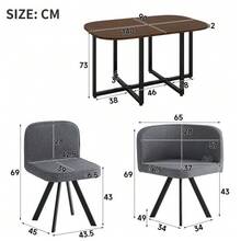 Dining Table And Chair Set For People, Consisting Of A Dining Table And Chairs With Linen Upholstery, Suitable For Kitchens And Dining Rooms - 灰色 - 查看 10
