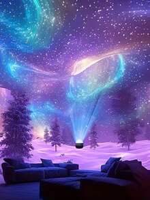 极光星空投影LED夜灯，星系星云吸顶灯卧室装饰，浪漫礼物 - 多色光 - 查看 3