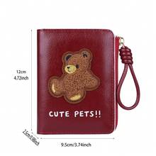 CarrKen 1 pieza Cartera corta versátil y exquisita para mujer con patrón de oso, estilo retro europeo & americano, multifuncional y de múltiples compartimentos, nueva, para adolescentes - Multicolor - Ver 3