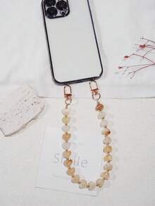 Pink Alloy Heart Element Colorful Heart-Shaped Faux Stone Phone Lanyard, Purple, Pink, Acrylic Bead Phone Strap, Compatible With Bag Charms, Keychains, Camera CCD Decor, Suitable As Holiday Gift Phone Charm Easter Spring Gift - Multicolor - View 9