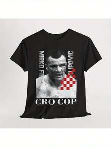 Camiseta retro clásica, camiseta de la leyenda croata Mirko Kroko-Partyko-Philipovic - Top casual suave de estilo vintage, con diseños icónicos de su trayectoria de lucha y movimientos característicos (patada alta, gancho sobre la cabeza, gancho croata) - Ropa de lucha en blanco y negro, adecuada para entusiastas del kickboxing y taekwondo, blusas de mujer, camisetas de mujer, atuendo de fiesta, uso diario, estilo urbano, moda de , atuendo de vacaciones. - Negro - Ver 1