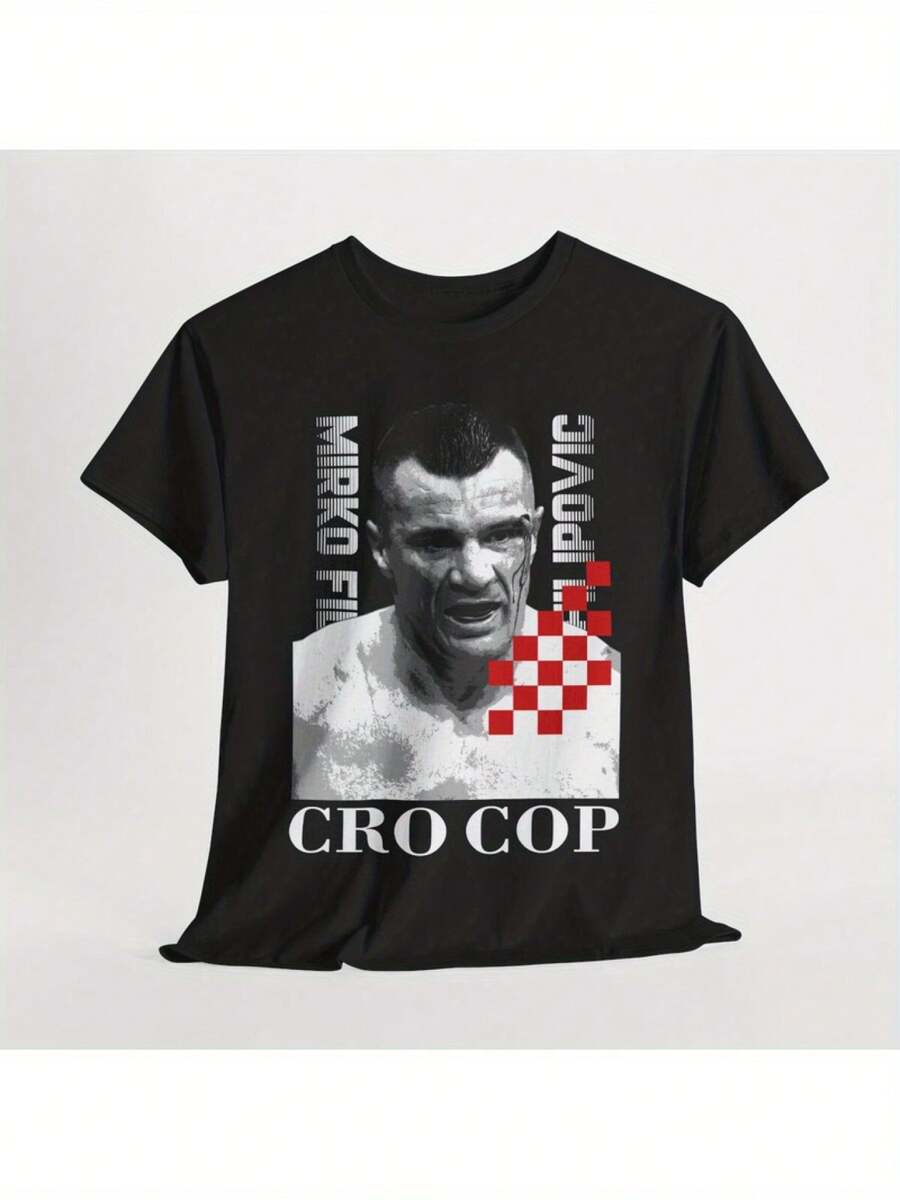 Camiseta retro clásica, camiseta de la leyenda croata Mirko Kroko-Partyko-Philipovic - Top casual suave de estilo vintage, con diseños icónicos de su trayectoria de lucha y movimientos característicos (patada alta, gancho sobre la cabeza, gancho croata) - Ropa de lucha en blanco y negro, adecuada para entusiastas del kickboxing y taekwondo, blusas de mujer, camisetas de mujer, atuendo de fiesta, uso diario, estilo urbano, moda de , atuendo de vacaciones. - Negro - Ver 1