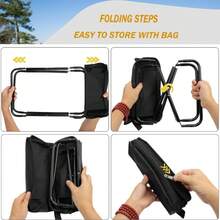 Portable Folding Stool With Storage Bag, Foldable Camping Stool, Outdoor Footrest Stool, Suitable For Queuing, Resting, Etc., Can Be Opened And Sat On At Any Time - Black - View 4
