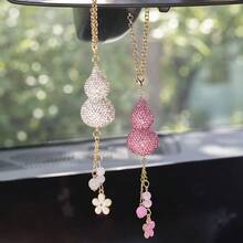 Sparkling Full Diamond Gourd Shaped Rearview Mirror Hanging Ornament, Car Interior Decor, Fashionable Car Accessory, Suitable As Gift - Gourd Pendant - View 2
