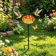 Colorful Floral Bird Feeder - Decorative And Functional! Its Eye-Catching Floral Design Makes It Stand Out In The Garden Or Lawn, Serving As Both A Decorative Piece And A Convenient Bird Feeding Station. Waterproof And Durable, It Adds Vitality To Your Garden, Attracts Lovely Birds, And Creates An Outdoor Leisure Area - A Must-Have For Gardening Enthusiasts. - Flowers - View 5