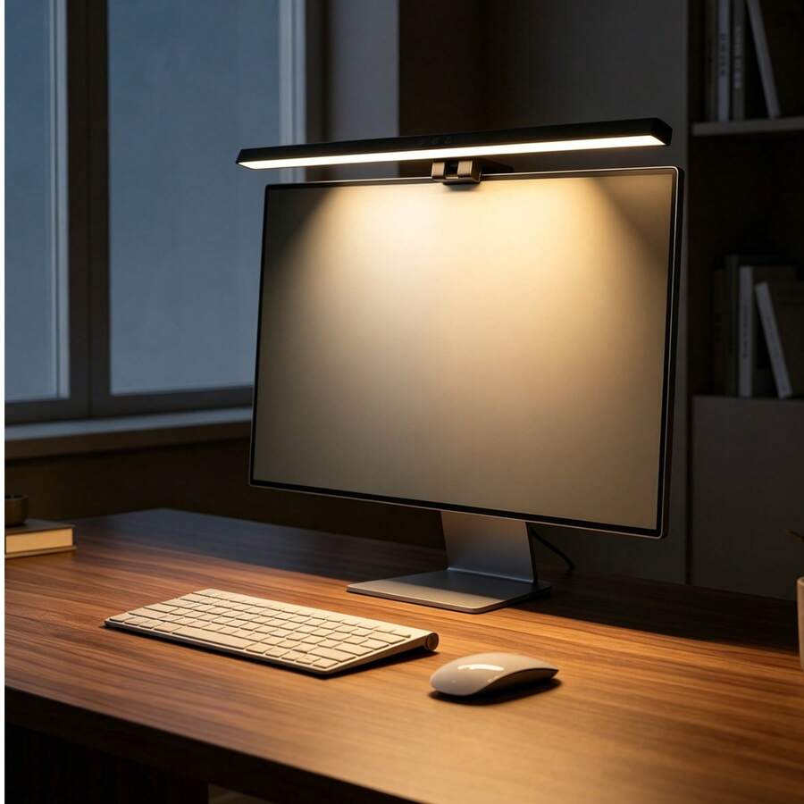 1 pieza Barra de luz LED para protección ocular de pantalla de computadora, luz de clip para pantalla, luz colgante para monitor, luz de relleno con protección ocular regulable, luz de computadora antirreflejo adecuada para estudio y trabajo, luz colgante para pantalla alimentada por USB - Negro - Ver 1