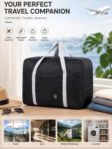 1 Bolsa de Viagem Dobrável - Leve, Portátil, com Vários Compartimentos, Ideal para Esportes, Fitness, Férias, Academia, Item Essencial para a Academia, Design Minimalista - Ver 1