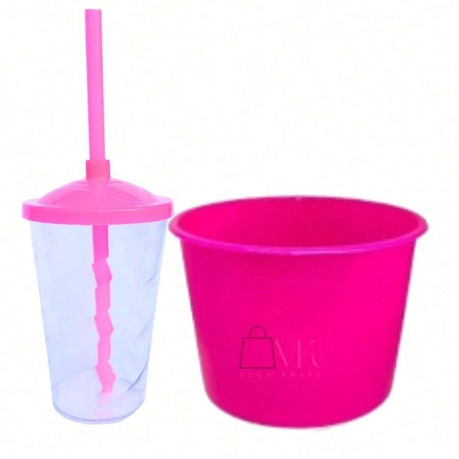 Souvenir Kit: 20 Popcorn Buckets (1.5 L) + 20 Cups (400 ML) - CRISTAL/PINK - View 1