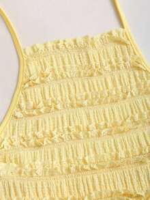 Vestido maxi de mujer con tirantes de espagueti plisados de color amarillo claro, estilo romántico y sexy de resort, para primavera/verano - Amarillo - Ver 3