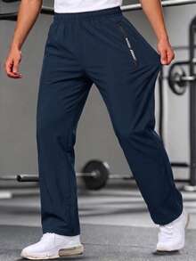 Teen Boys' Ice Silk Thin Quick-Dry Long Pants, Elastic Simple Joggers, Spring/Summer Outdoor Workout School Casual Pants - Blue - View 1
