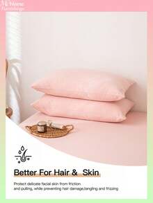 1pc Pink Pillowcase, Soft & Comfortable Bedding, Available In Multiple Colors, Suitable For Dorm Rooms, Simple & Fashionable Home Decor, Soft & Cozy Bedroom Linens, Machine Washable Without Filling - Pink - View 5