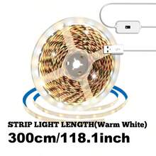 5V USB供電感應式智能LED燈條，手揮感應開關燈，免觸摸啟動，柔和護眼光，自黏式免鑽孔免安裝，櫥櫃燈，電視背景牆補光燈，居家裝飾氛圍燈，節日婚禮派對氛圍燈，小節日禮物 | LED燈，臥室LED燈，臥室裝飾，LED燈條，房間裝飾 - 暖白光 - 查看 14