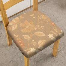 2/4/6pcs Plant Pattern Printed Stretch Seat Cushion Covers, Suitable For Home Decor, Living Room, Dining Room, Garden, Hotel, Party Events, Washable Polyester Material, Chair Seat Pad Covers - Multicolor - View 4