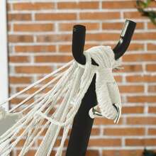 Patio Hammock Chair With Stand, Outdoor Hammock Swing Hanging Lounge Chair With Side Pocket And Headrest - Cream White - View 6
