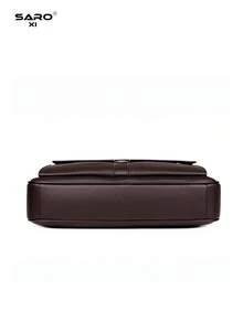 saroxi Men's Briefcase, Classic Computer Bag, Large Capacity For Files & Office Supplies, Business Commute, PU Leather, Minimalist Texture, Suitable For Work, Autumn Accessory, Gift For Husband - Brown - View 9