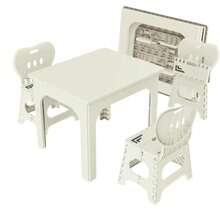 Foldable Table And Chair Set, Height Adjustable Portable Activity Table With 2 Folding Chairs, Indoor Outdoor Adults Table Set For Study, Crafts, Camping, Picnic, Snacks, Small Spaces - Cream White - View 8