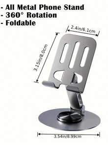 1 pieza Soporte de teléfono de aleación de aluminio - Soporte de escritorio giratorio 360° a prueba de agua, diseño plegable y ajustable de 2 niveles de altura, adecuado para uso en escritorio y mesita de noche, almacenamiento de escritorio, soporte ideal para oficina, color aleatorio - A - Ver 3
