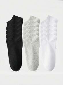 10/5/3/1 Pair Men's Black & White Invisible Summer No-Show Socks, Simple, Practical & Multi-Functional Basic Ankle Socks For Women - Black and White - View 4