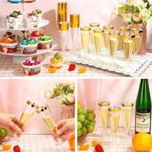 Bộ 50/30/25/20/10/5/1 ly champagne trong suốt viền vàng có thể tái sử dụng - Ly cocktail 5 ounce (Thích hợp cho champagne, rượu vang, cocktail, tráng miệng và kem) - Thích hợp cho Năm mới, Giáng sinh, các ngày lễ, đám cưới, sự kiện lớn, sinh nhật, Ngày lễ tình nhân và lễ khai giảng năm học mới. - Nhiều màu - Xem 7