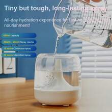 Bedroom Mini Humidifier, Small Home Use Large Capacity Mist Aromatherapy Machine, High Mist Output USB Humidifier, Top Fill, Large Capacity, Suitable For Bedroom, Plant Moisturizing, With 7-Color Light, Quiet Operation - Mist - View 4