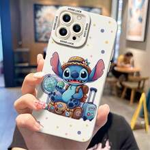Disney Lilo & Stitch Stitch Phone Case - Travel‑Explorer Stitch Protective Case With Straw Hat, Backpack, Globe And Luggage, White Background With Multicolor Polka Dot Accents, Compatible With IPhone 17, 16, 15, 14, 13, 12, 11 Pro Series And Galaxy S22, S23, S24, S25 Models, Ideal For Birthdays, Holidays, Anniversaries, Graduation Gifts, Or Any Special Occasion To Surprise Family, Friends, Classmates, And Loved Ones. - màu đen - Xem 5