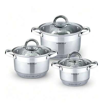 Stainless Steel Pot Six Pieces Set, 9-Layer Bottom Cookware, German Craftsmanship, Double-Handled Soup Pot, Stew Pot, Household Kitchenware, Cooking Set