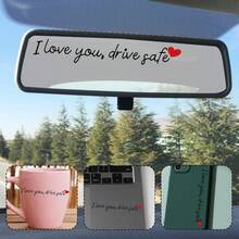 3 piezas | Te Amo - Pegatina para el Espejo Retrovisor del Coche | Pegatina para el Espejo Retrovisor del Coche, Pegatina de Conducción, Pegatina Divertida para la Ventana del Coche y el Espejo Retrovisor, Adecuada para Hombres y Mujeres, Negro - ¡Te quiero, conduce con cuidado! (Pegatina para el espejo retrovisor) - Ver 7