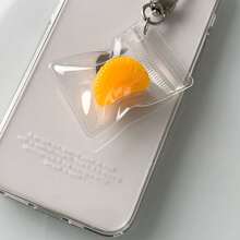 1pc. Orange Fruit Transparent Bag Phone Charm, Korean Ins Style Fresh Fruit, Suitable For Various Holiday Party Gifts, Cheese Squishy, Squishy Dumpling, Fidget, Squishy - Orange Ornament - View 9