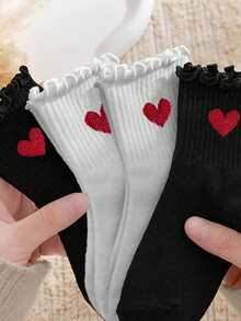 8/4 pares de calcetines de mujer con dobladillo floral con volantes de unicolor, suaves y cómodos, adecuados para uso diario, festivales, exteriores, todas las estaciones - Multicolor - Ver 4