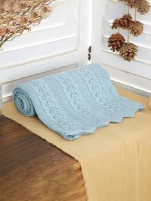 1 chiếc chăn em bé, chăn đan rỗng cho xe đẩy trẻ sơ sinh, chăn che máy lạnh cho trẻ sơ sinh, 100% cotton, 100*80cm, dùng được cả bốn mùa. - xanh nhạt - Xem 5