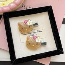 Kẹp tóc Hello Kitty màu đen dễ thương của Sanrio, phụ kiện tóc hoạt hình đáng yêu, trang trí tóc sáng tạo, thích hợp làm quà tặng sinh nhật (Nhuộm thủ công, có thể có một vài lỗi nhỏ nhưng không ảnh hưởng đến việc sử dụng) - Nhiều màu - Xem 8
