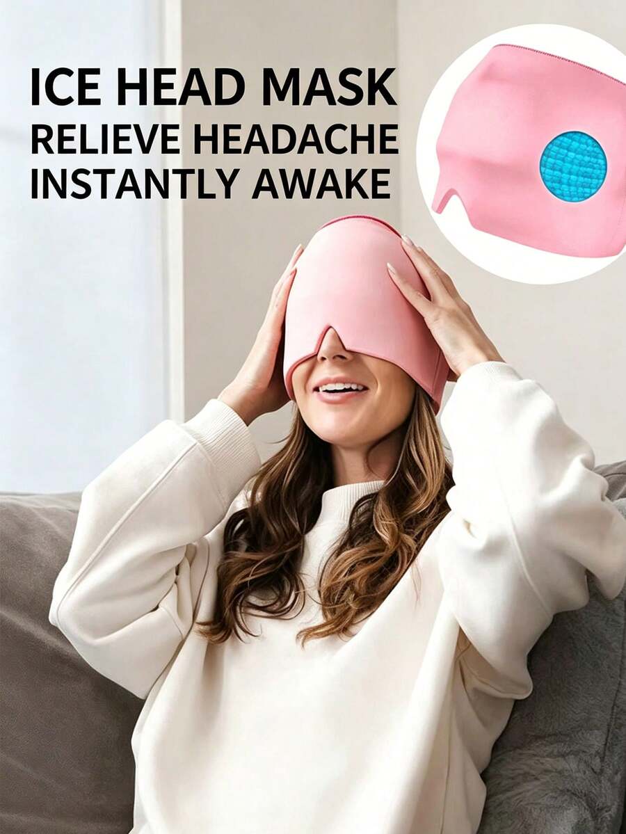 2-In-1 Reusable Solid Gel Ice Cap And Eye Mask, Provides Hot/Cold Therapy For Headache, Fever, Eye Fatigue And Puffiness, Insomnia And Sleep Improvement Facial Care Headwear - Single-sided Use - View 1
