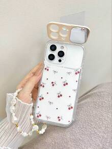 1pc Transparent TPU Cherry Phone Case With Mirror Stand And Detachable Chain, Shockproof Phone Cover For IPhone 11 12 13 14 12 Pro Max 13 Pro Max 14 Pro Max 15 15 Pro 15 Pro Max 16 16 Pro 16 Pro Max 17 17 Pro 17 Pro Max - Multicolor - View 10