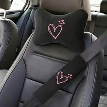 Pink Heart Print Car Pillow, Car Neck Pillow Car Interior Decor, Women's Car Accessories, Car Cushion, Suitable For All Vehicle Models - Multicolor - View 11